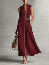 Nadine | Damen Leinenkleid Breeze – Leichtes Leinen Sommerkleid in Burgunderrot
