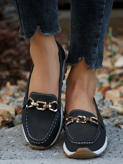 Bequeme Damen-Loafers mit elegantem Metallakzent