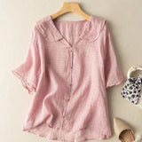 Dagmar | Damen Vintage Bluse Locker Knopfverzierung – Locker Vintage Bluse 2026 in Rosa
