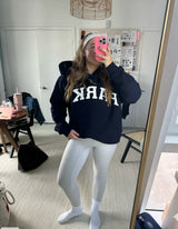 Damen Varsity Sweatshirt in Marineblau mit Weißen Buchstaben