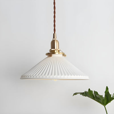 JapandiBeam Light - Japanischer Keramik-Pendelleuchte mit Rillenmuster