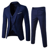 Herren Schlanke Passform Dreiteiliger Anzug in Blau