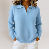 Olivia™ | Weicher Strickpullover mit Kragen in Blau