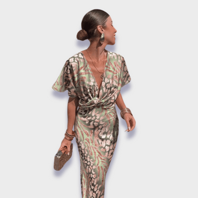 Cornelia | Verdrehtes Maxikleid mit Premium-V-Ausschnitt