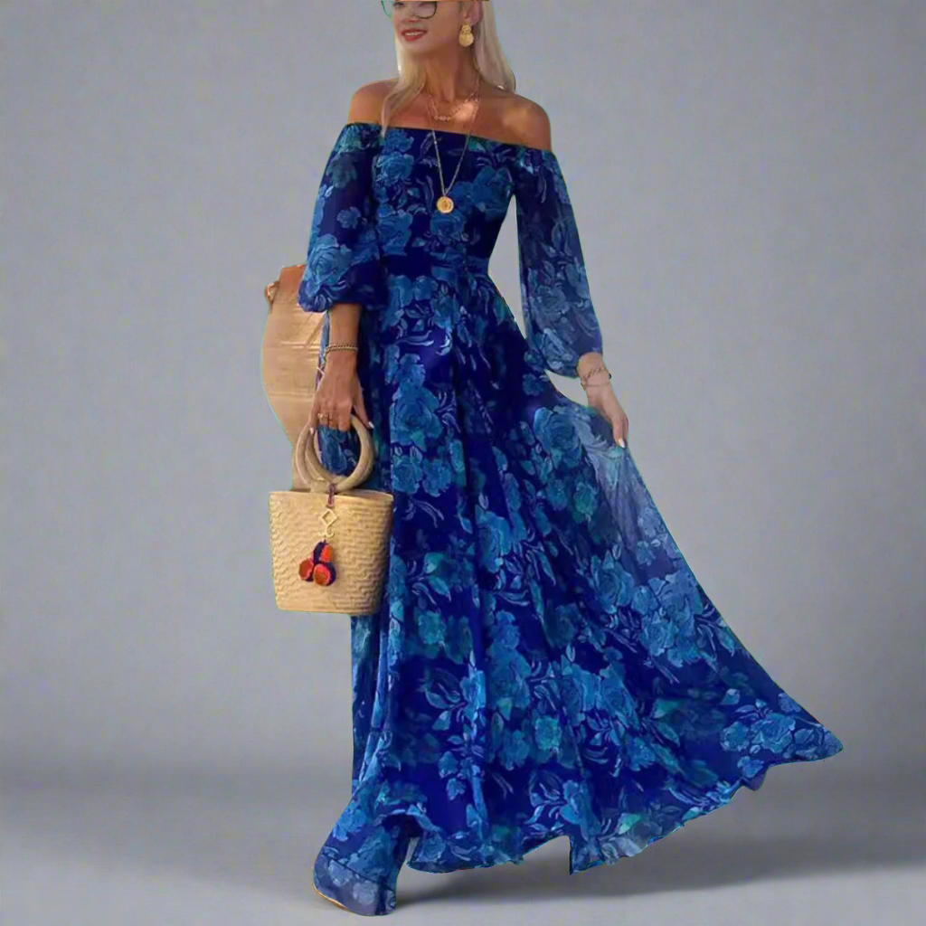 Tholinde | Elegantes Maxikleid mit Blütendetail