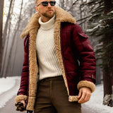 Theo Warme Fleecejacke in Weinrot