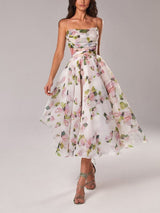 Jane bedrucktes Swing Midikleid in Pink
