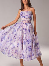Jane bedrucktes Swing Midikleid in Lila