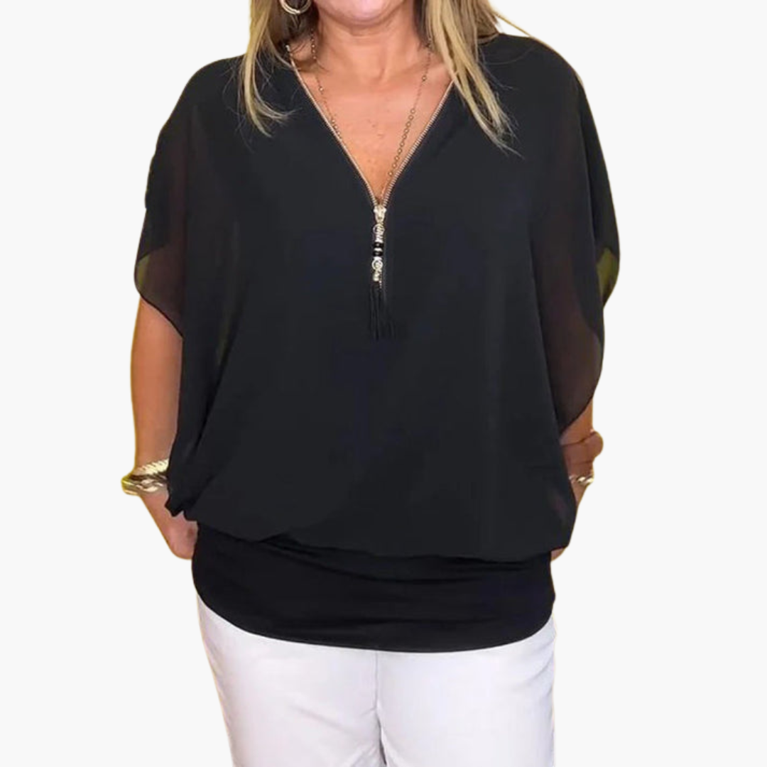 Helene | Chiffon-Top mit Reißverschluss