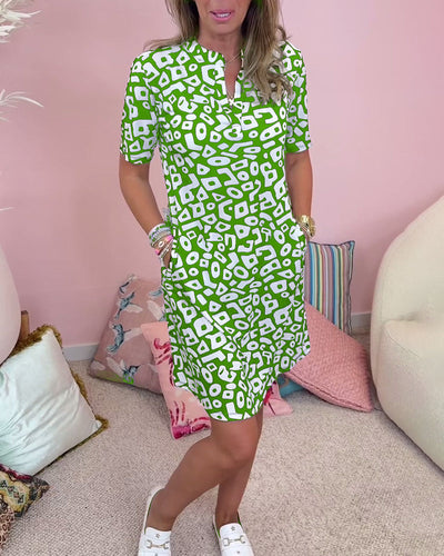 Mary® | Bedrucktes Kleid, V-Ausschnitt und Taschen