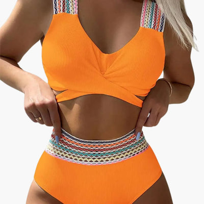 Gerippter High-Waist Bikini - Damen Zweiteiler für den Sommer