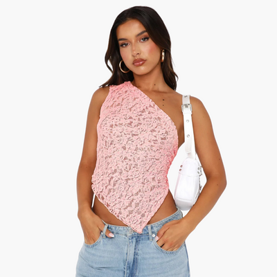 Spitzen One Shoulder Top für Damen – Asymmetrischer Trendlook