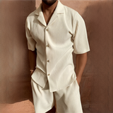 Junmar - Herren-Set mit Hemd und Shorts, lässig in Beige