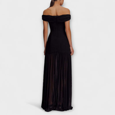 Maelie - Elegantes trägerloses Bodycon-Maxikleid mit floralen Akzenten