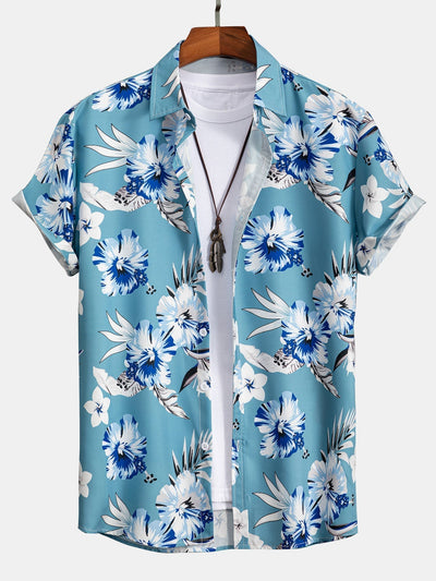 Shirt mit tropischem Blumenmuster und Knopfverschluss