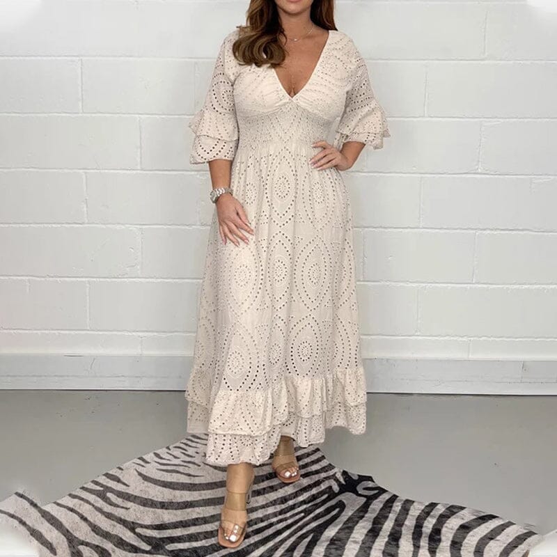 Tea - Midikleid mit Stickerei Anglaise