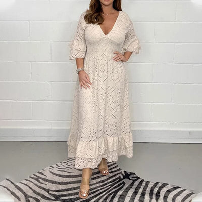 Tea - Midikleid mit Stickerei Anglaise