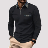 Aidan - Stilvolles Langarm-Poloshirt für Herren in Schwarz 2