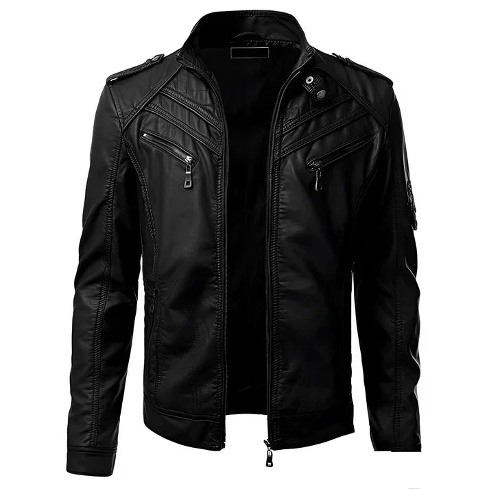 Herren Stilvolle Premium Bikerjacke | Mehrere Taschen