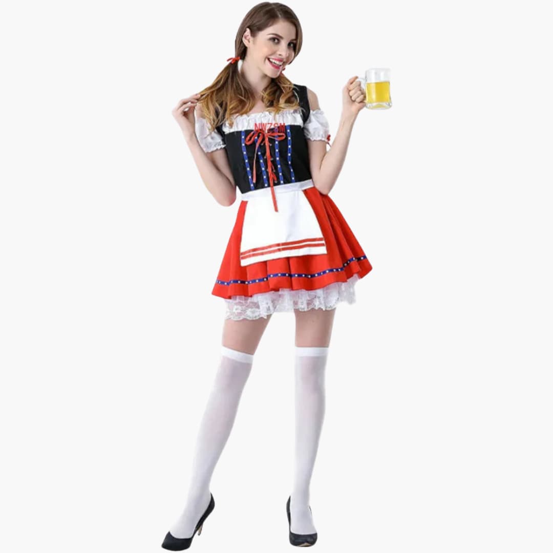 Spitzenverziertes Dirndl kleid für Damen - Oktoberfest 2025