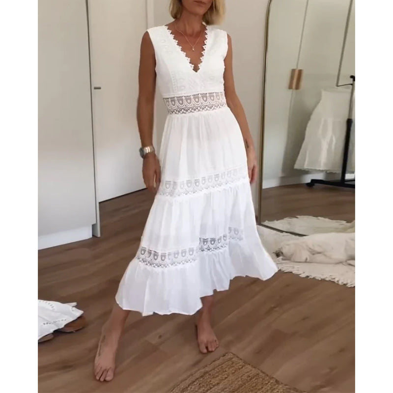 ALYSSA | Ärmelloses Midikleid mit Spitze
