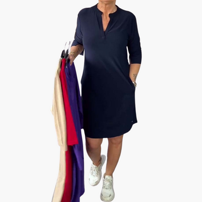 Helga | Schlichtes V-Ausschnitt Kleid