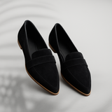 Dorothea | Damen Schlanke Bequeme Zehen-Loafer in Schwarz