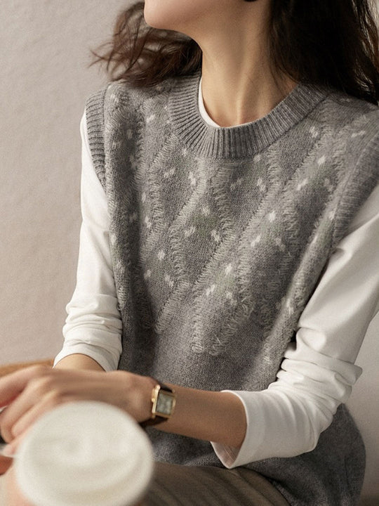 Pullover mit Strickweste