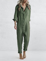 Majia | Damen Lässiger Jumpsuit | Langarm in Grün