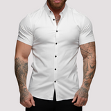 Oscar - Kurzärmeliges Hemd in Slim-Fit-Passform für Herren in Weiß