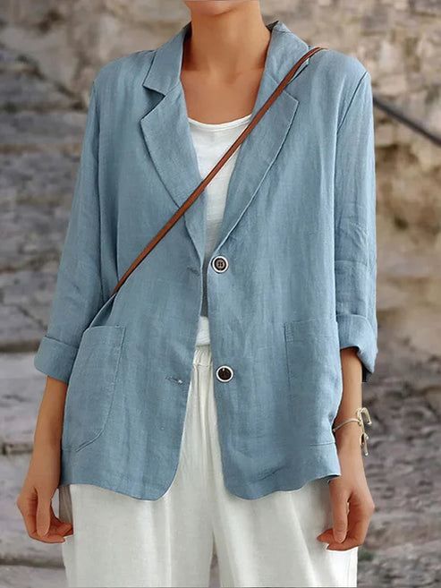Ariadne - Damen Sommerblazer Leinen Weiß