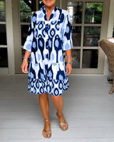 Ledana |  Bedrucktes Kleid in Blau