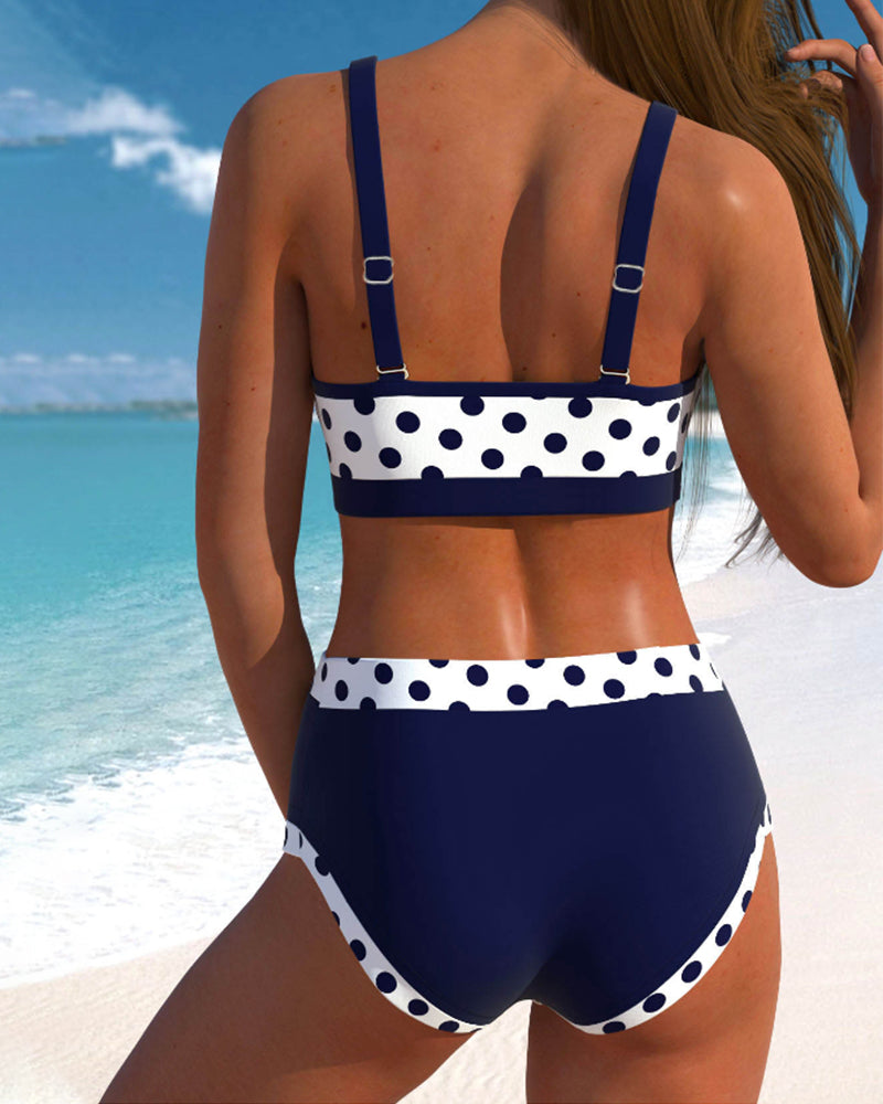 Liesbeth - Hochtaillierter Punkte-Bikini mit Patchwork-Design