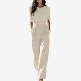 Ariia™ Maßgeschneiderter Cinched Jumpsuit in Beige