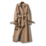 Amira | Damen Klassischer Trenchcoat mit Gürtel für den Winter in Khaki