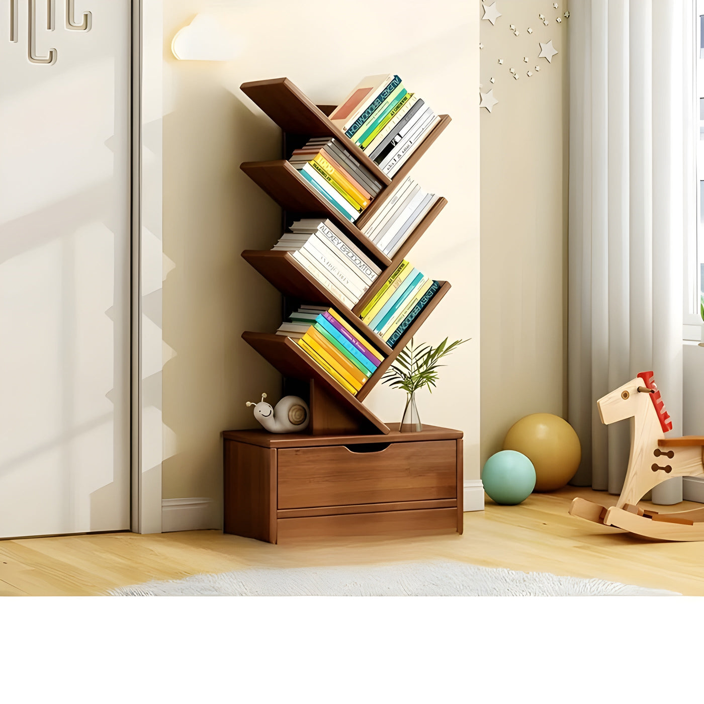 StorySpire Shelf - Vertikales Freistehendes Holz-Bücherregal