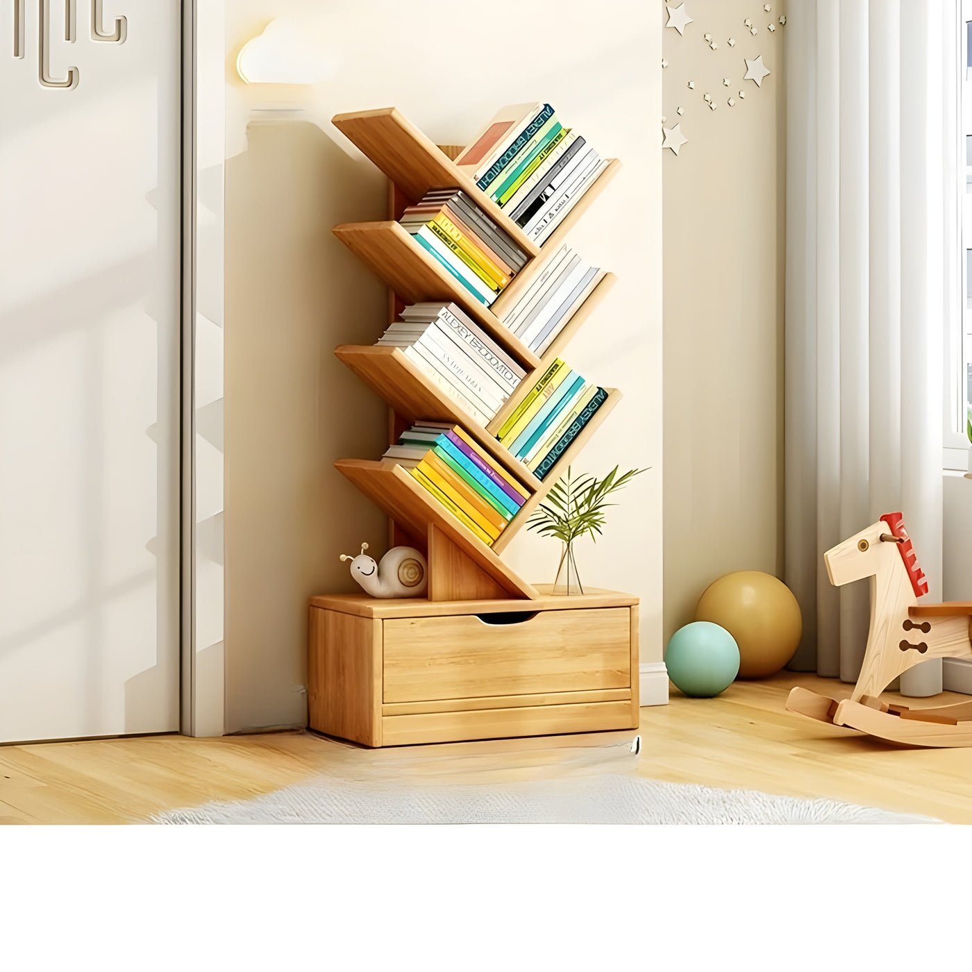 StorySpire Shelf - Vertikales Freistehendes Holz-Bücherregal
