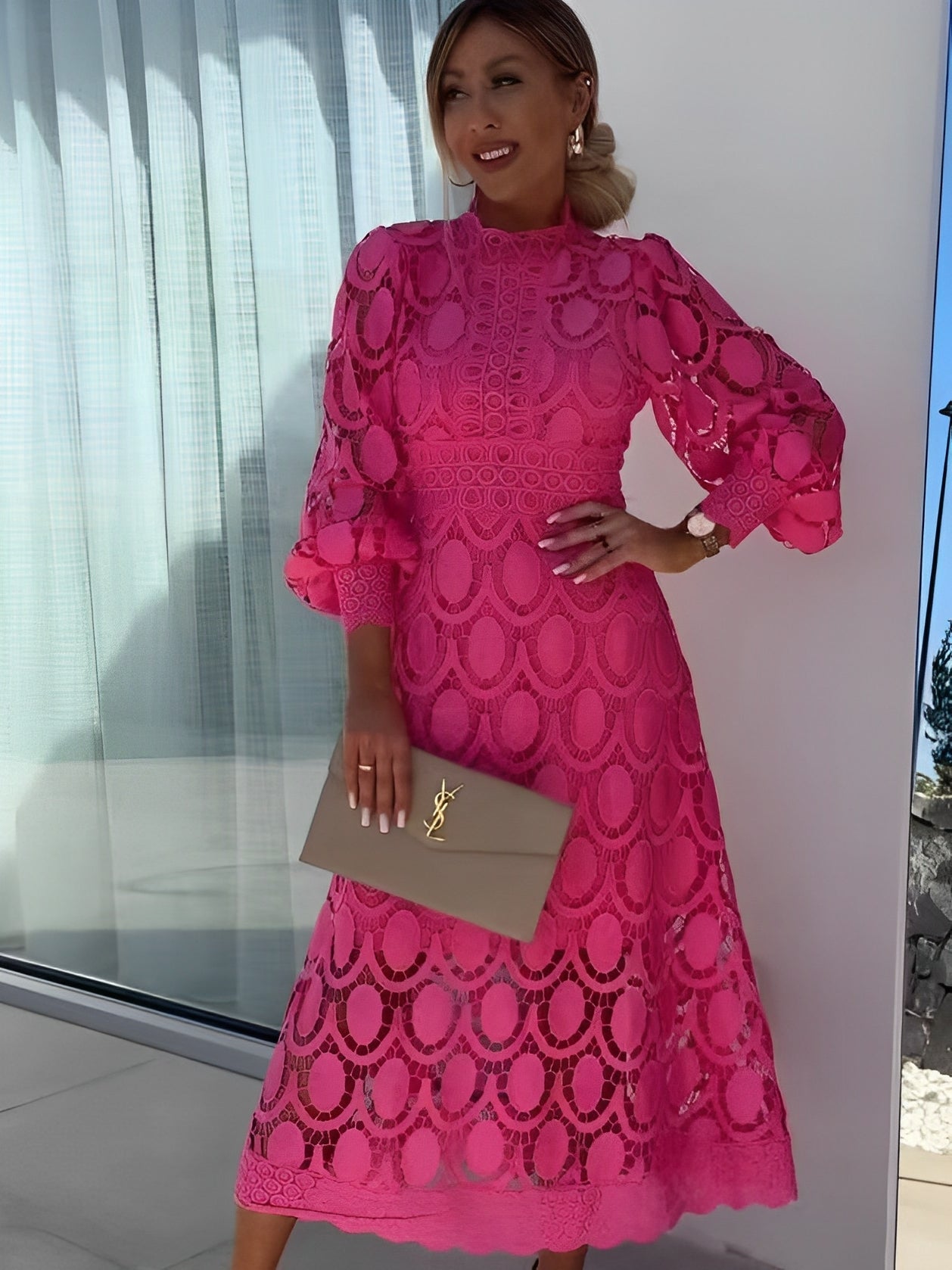 Pamella - Langes Patchwork-Kleid für Damen