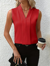 Romee | Weißes Ärmelloses Tanktop in Rot