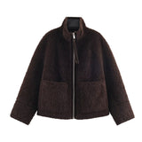 Damen-Fleecejacke mit Frontverschluss - Signe in Braun