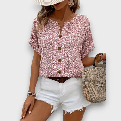 Mirena – Bluse mit floralem Muster und Knopfleiste