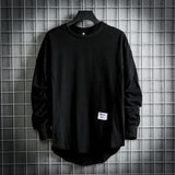 Leon | Herren Oversized Longsleeve Rundhals Langarm Basic in Schwarz