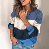Melanie | Damen Colorblock-Pullover für den Frühling in Blau