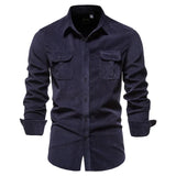 Herren Stilvoll Langarmhemd | Formelle in Marineblau