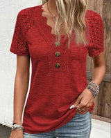 Specas  | Woman T-Shirt mit kurzen Ärmeln und Spitze in Rot