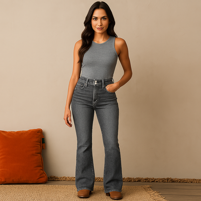 SIBEL - HOCHGESCHNITTENE SCHLAGJEANS