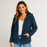 Damen-Fleecejacke mit Kapuze - Yverine in Blau