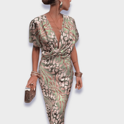 Cornelia | Verdrehtes Maxikleid mit Premium-V-Ausschnitt