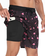 Adam – Badeshorts für Herren – Schnelltrocknende Strandbekleidung in Schwarz / Rosa