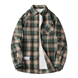 Ryder | Herren Flanellhemd Kariert Langarm Relaxed Fit Herbst in Grün-Beige